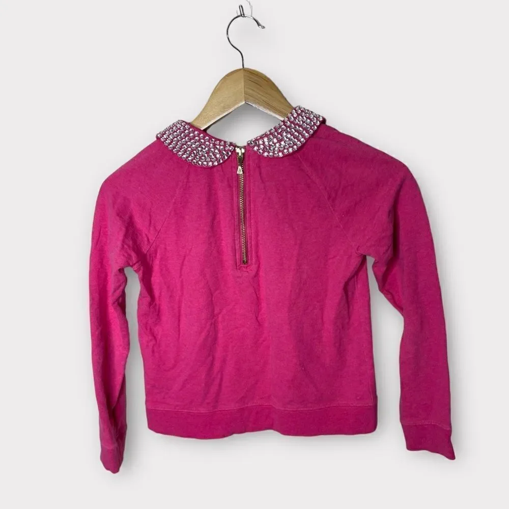 Kate Spade Girls Rhinestone Embellished Collar Pink Sweater